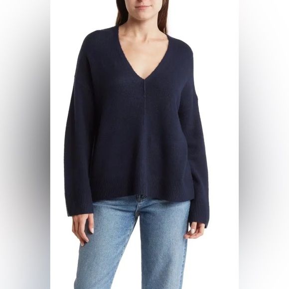 Madewell Sweater Women’s XS Navy Blue Juniper V Neck Wool - Picture 1 of 8